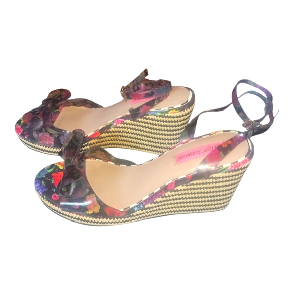 Betsy Johnson Elektra Floral Wedge Espadrille BowWomen's Sandals Sz 9 - Picture 4 of 8